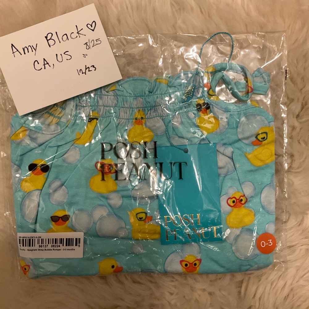 Posh Peanut Rubber Ducky Spaghetti Strap Bubble Romper